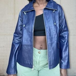 Blue Chicos Vintage Genuine Leather Jacket